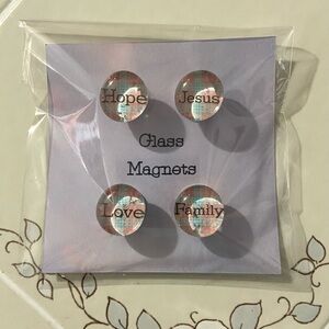 4/$15 Handmade Inspirational Glass Magnets Set